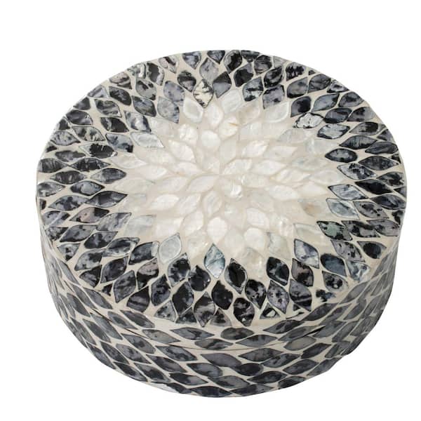 A & B Home 10 in. Vintage Glamour Decorative Box in Pearl Black, Pearl