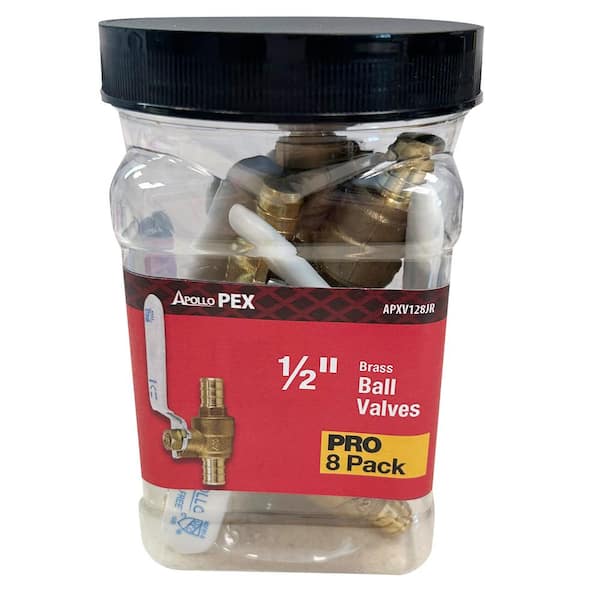 1/2 in. Brass PEX Barb Ball Valve Jar (8-Pack)