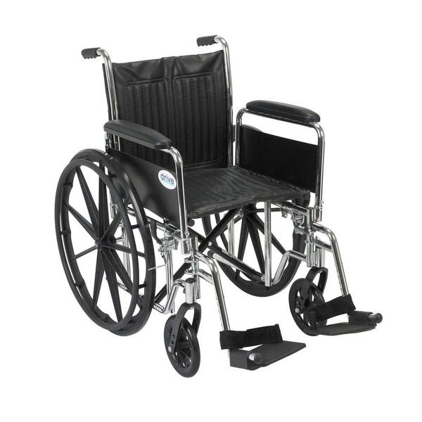 Drive Chrome Sport Wheelchair with Detachable Full Arms and Swing Away Footrest