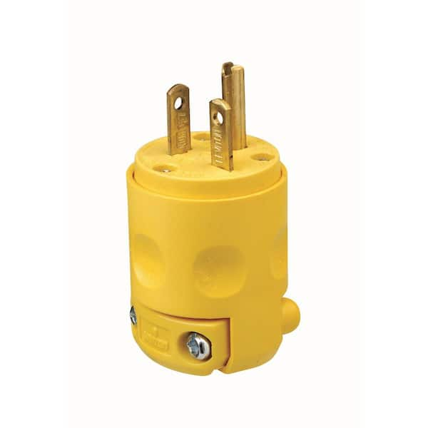 Leviton 20 Amp 250-Volt Grounding Plug, Yellow