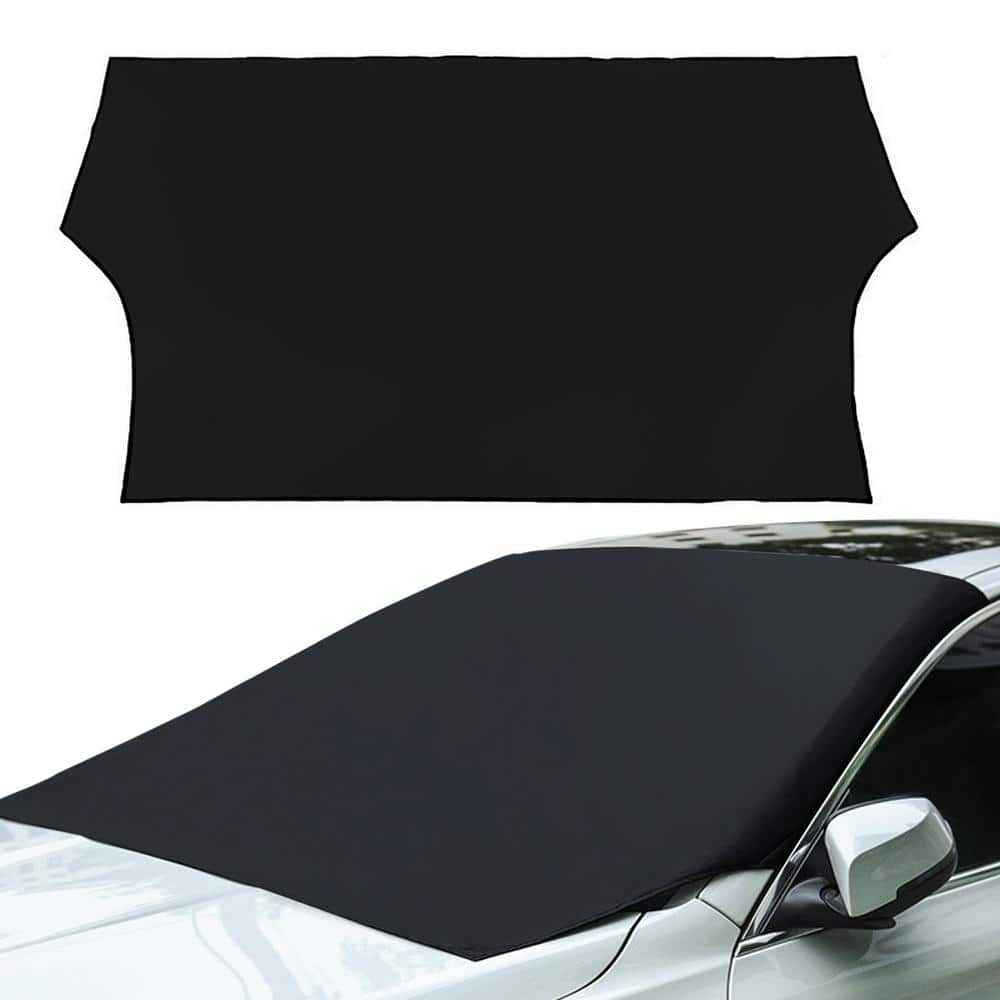 Shatex 82 in. x 47 in. Black Car Windshield Snow Cover with Magnetic Edge