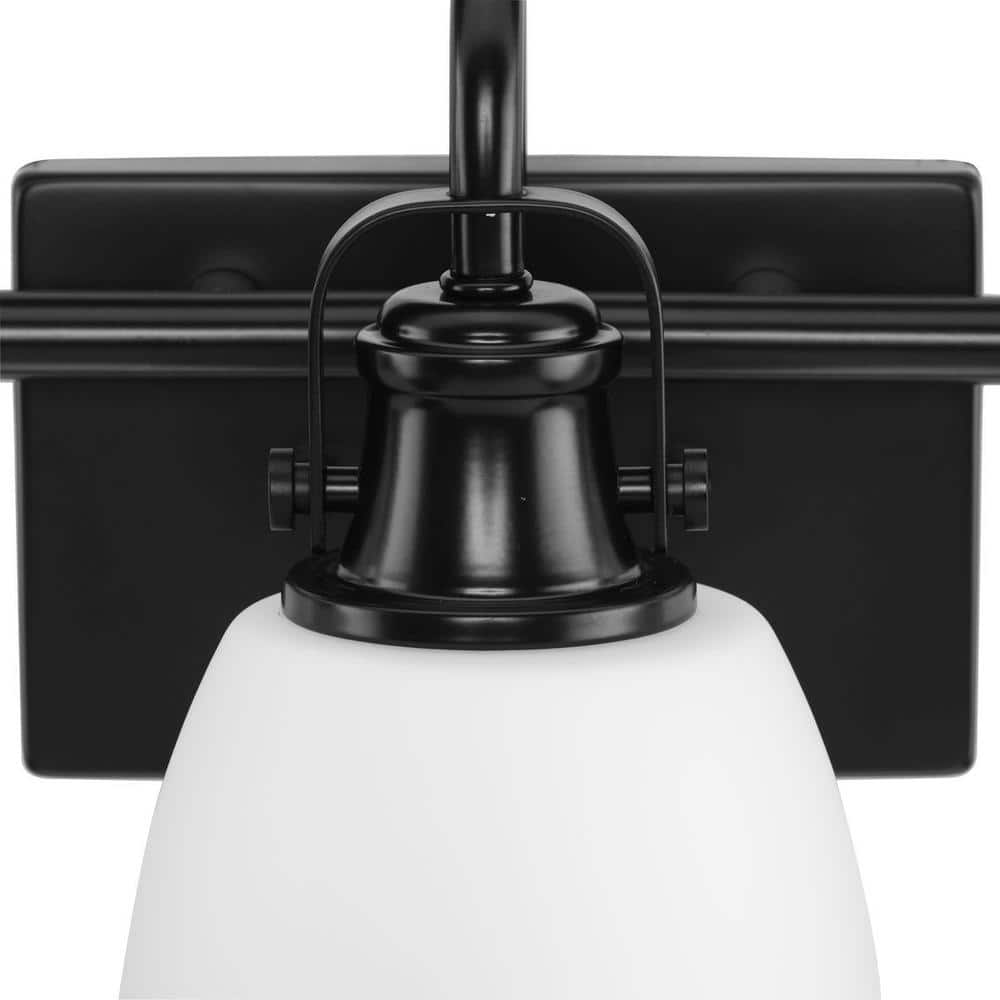 Preston Matte Black 3-Light Bath Vanity with Opal Glass Shades