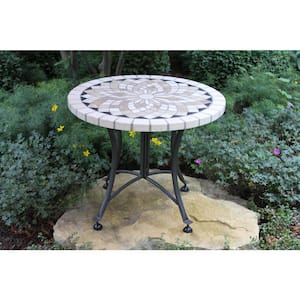 Metal and Stone Outdoor Accent Table