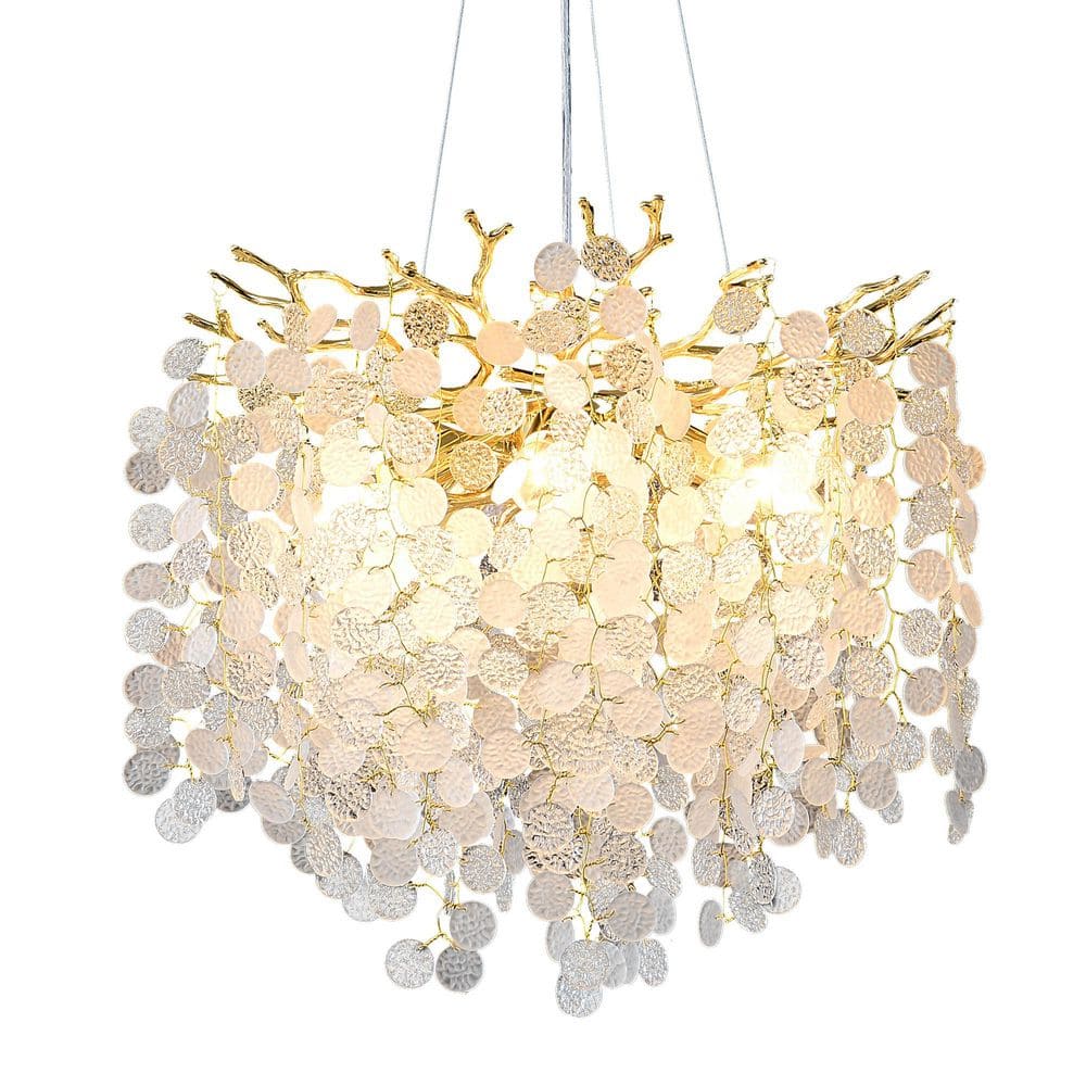 18. 11 in. Modern Crystal Chandelier, 6-Light Gold Tree Branch Chandeliers 