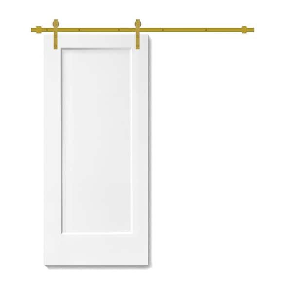 CALHOME 36 in. x 80 in. in White Stained Composite MDF 1-Panel Interior Sliding Barn Door with Hardware Kit