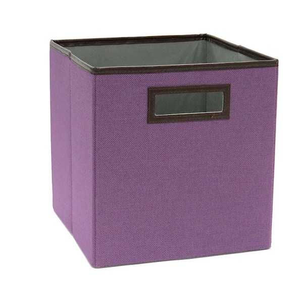 11 in. D x 11 in. H x 11 in. W Lilac Fabric Cube Storage Bin
