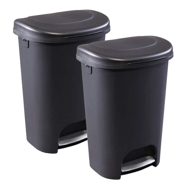 13 Gal. Black Step-On Trash Can (2-Pack)