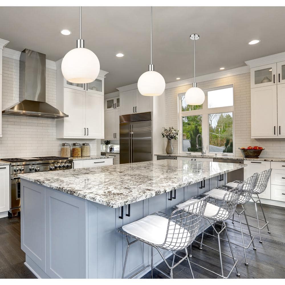 Sleek Mid-Century Modern Polished Nickel Globe Pendant Light