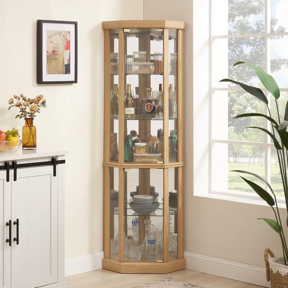 16.5 in. W x 16.5 in. D x 69.84 in. H Brown Corner Glass Linen Cabinet Corner Display Case price history on PriceWatchPro
