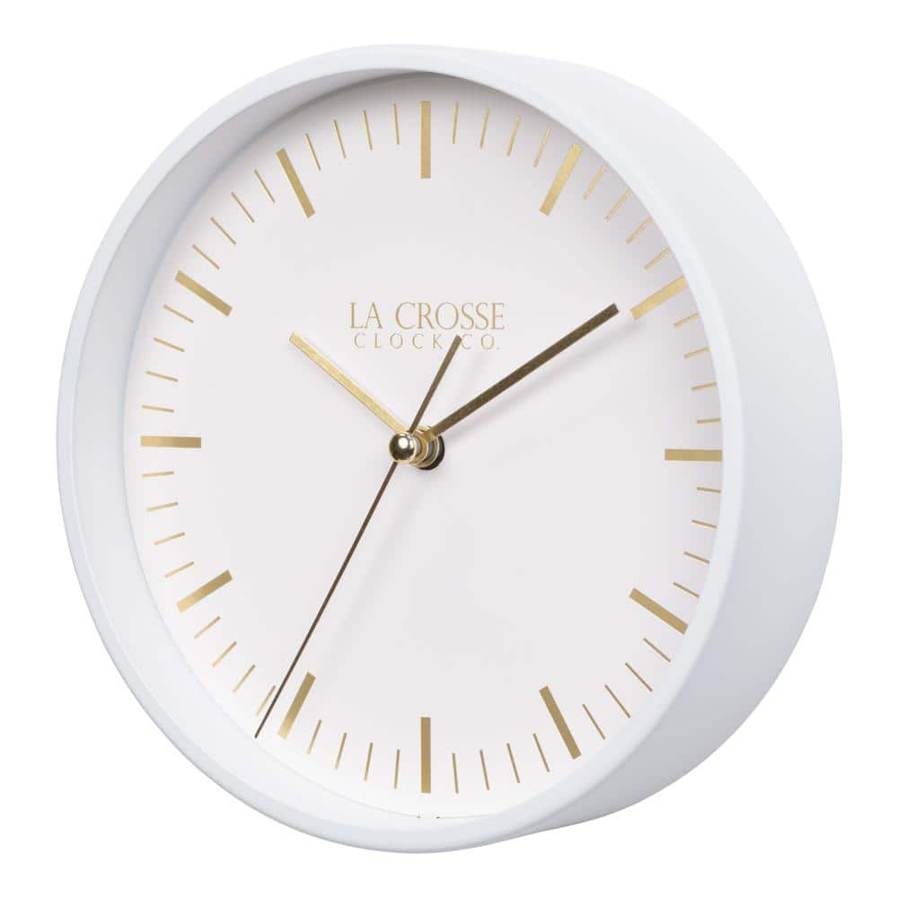 Etta 6-Inch White Metal Silent Quartz Wall/Table Clock