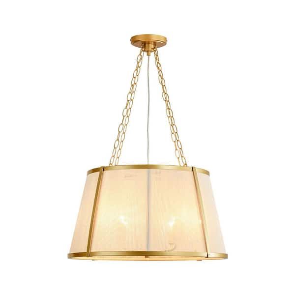 Triton 6-Light Modern Boho Gold Handwoven Ivory Rope Drum Chandelier for Living Room