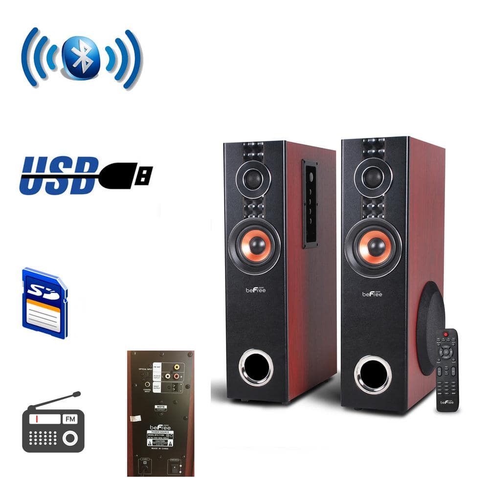 BEFREE SOUND 2.1-Channel Dual Bluetooth Tower Speakers, Brown -  98595511M