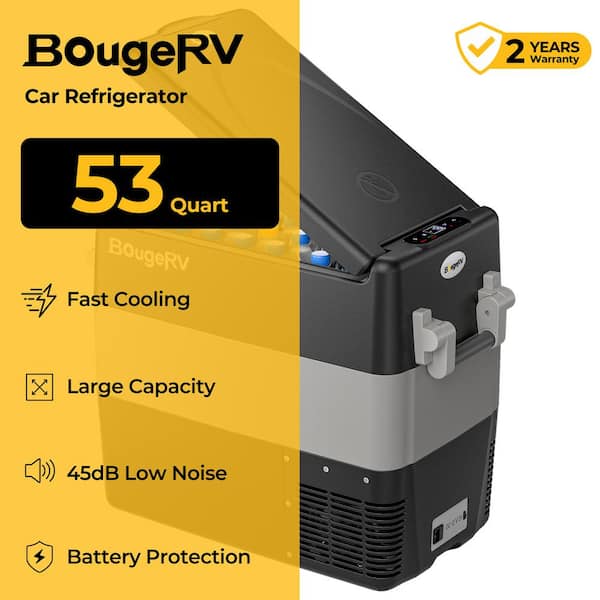 1.7 cu. ft. Outdoor Refrigerator 12-Volt Fridge Freezer Portable Car Fridge 53 qt. Portable Car Refrigerator in Black