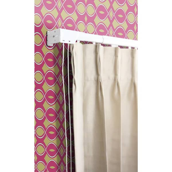 30 in. - 48 in. Heavy Duty Traverse Curtain Rod in White