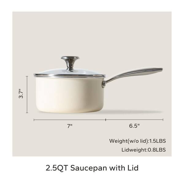 2.5QT Stainless Steel Saucepan With Lid - Honeycomb Non-Stick, PFOA-Free, Works On All Stovetops