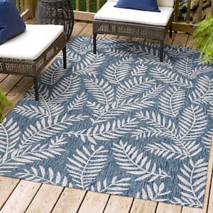 Nevis Palm Frond Navy/Ivory 4 ft. x 6 ft. Indoor/Outdoor Area Rug