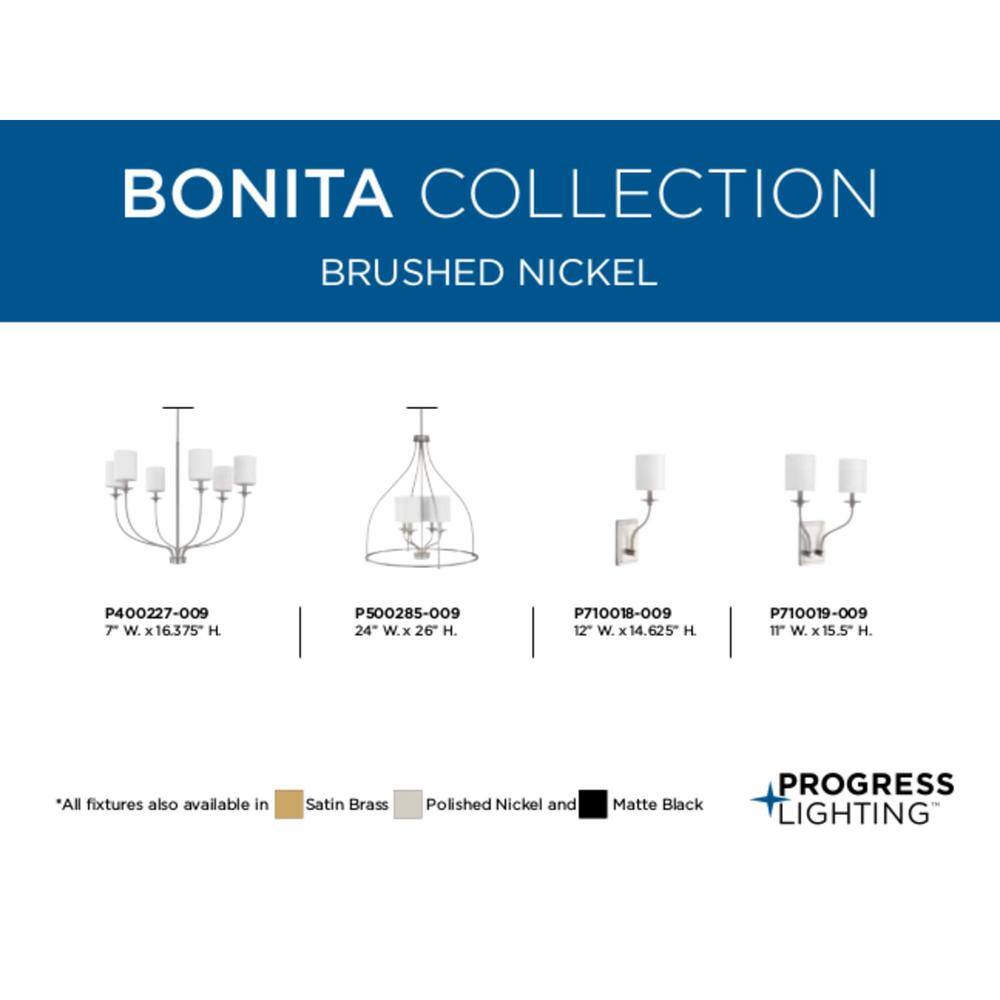 Bonita Brushed Nickel Wall Sconce with Summer Linen Shade