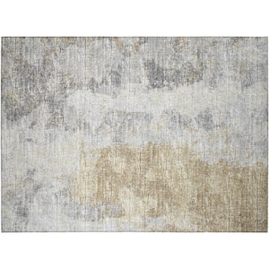 Accord Ivory 1 ft. 8 in. x 2 ft. 6 in. Abstract Indoor/Outdoor Washable Area Rug
