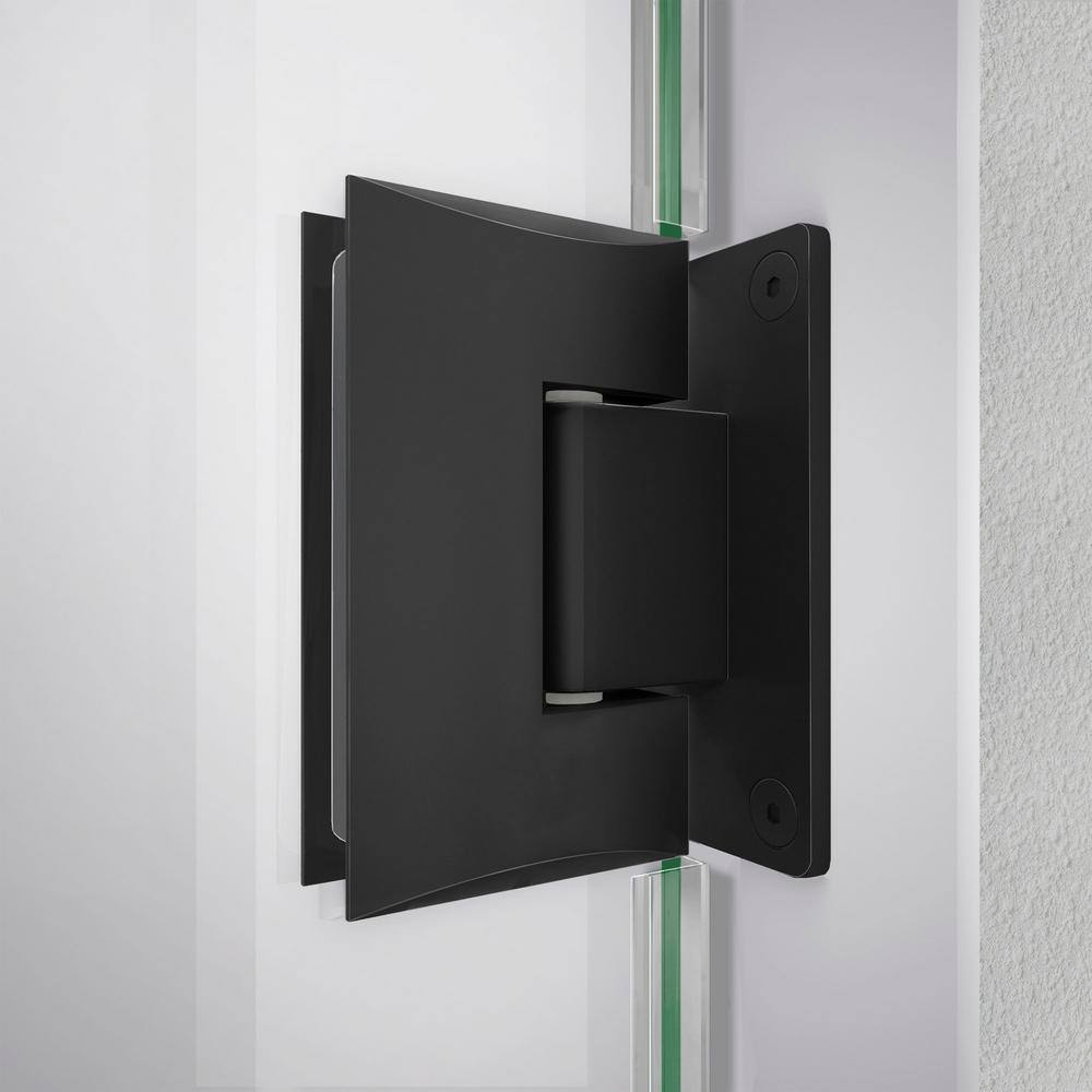 Matte Black Frameless Hinged Shower Door with Clear Glass