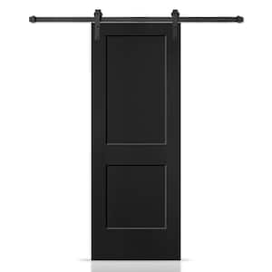 36 in. x 80 in. Black Painted MDF Solid Core 2-Panel Shaker Interior Sliding Barn Door with Hardware Kit