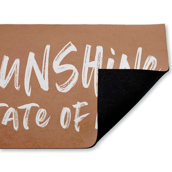 Sunshine Summer Sentiment Brown 18 in. x 30 in. Polyester Non-Slip Outdoor Door Mat