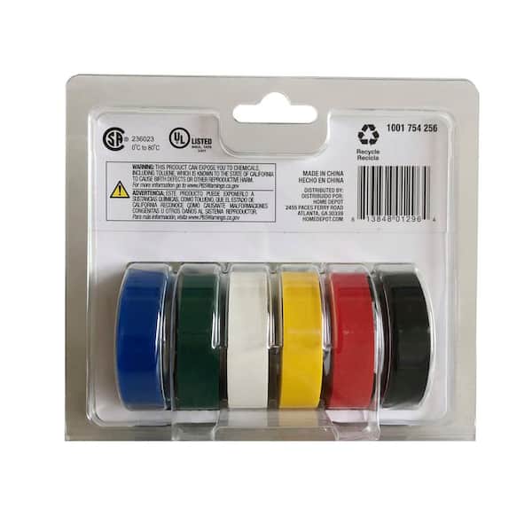 Multi-Colored Electrical Tape 3/4 Inch x 66 Feet - 10 Pack at Cables N More