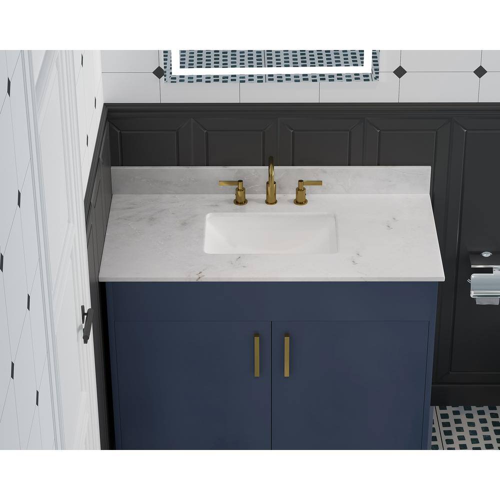 Carlsber 37" White Marble Undermount Single Sink Vanity Top