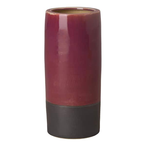 Two-Tone 19.5 in. H Round Ceramic Umbrella Stand in Eggplant