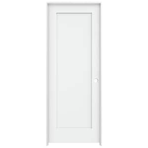 30 in. x 80 in. Madison White Painted Left-Hand Smooth Solid Core Molded Composite MDF Single Prehung Interior Door