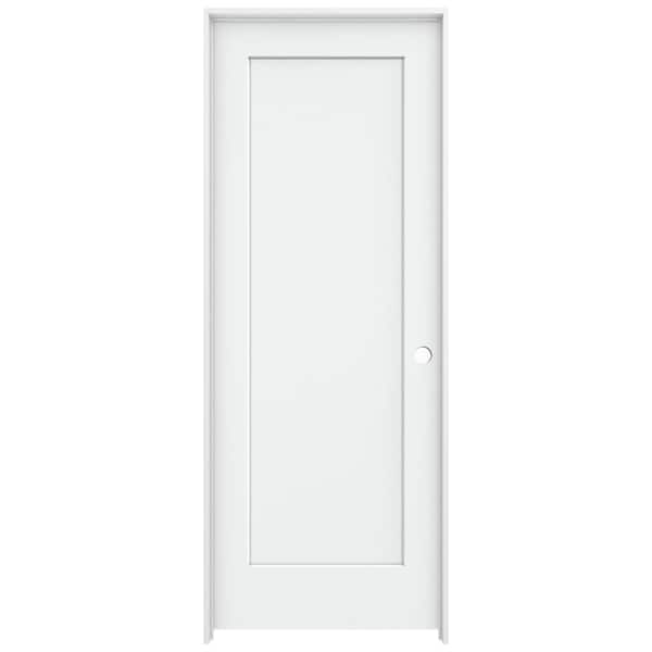 JELD-WEN 30 in. x 80 in. Madison White Painted Left-Hand Smooth Solid Core Molded Composite MDF Single Prehung Interior Door