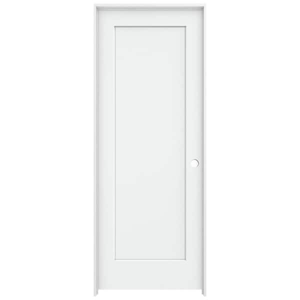 JELD-WEN 32 in. x 80 in. Madison White Painted Left-Hand Smooth Solid Core Molded Composite MDF Single Prehung Interior Door