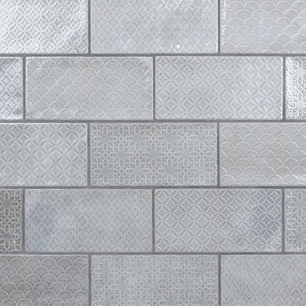 Merola Tile Camden Decor Grey 4 in. x 8 in. Ceramic Wall Tile (11.5 sq. ft./Case)