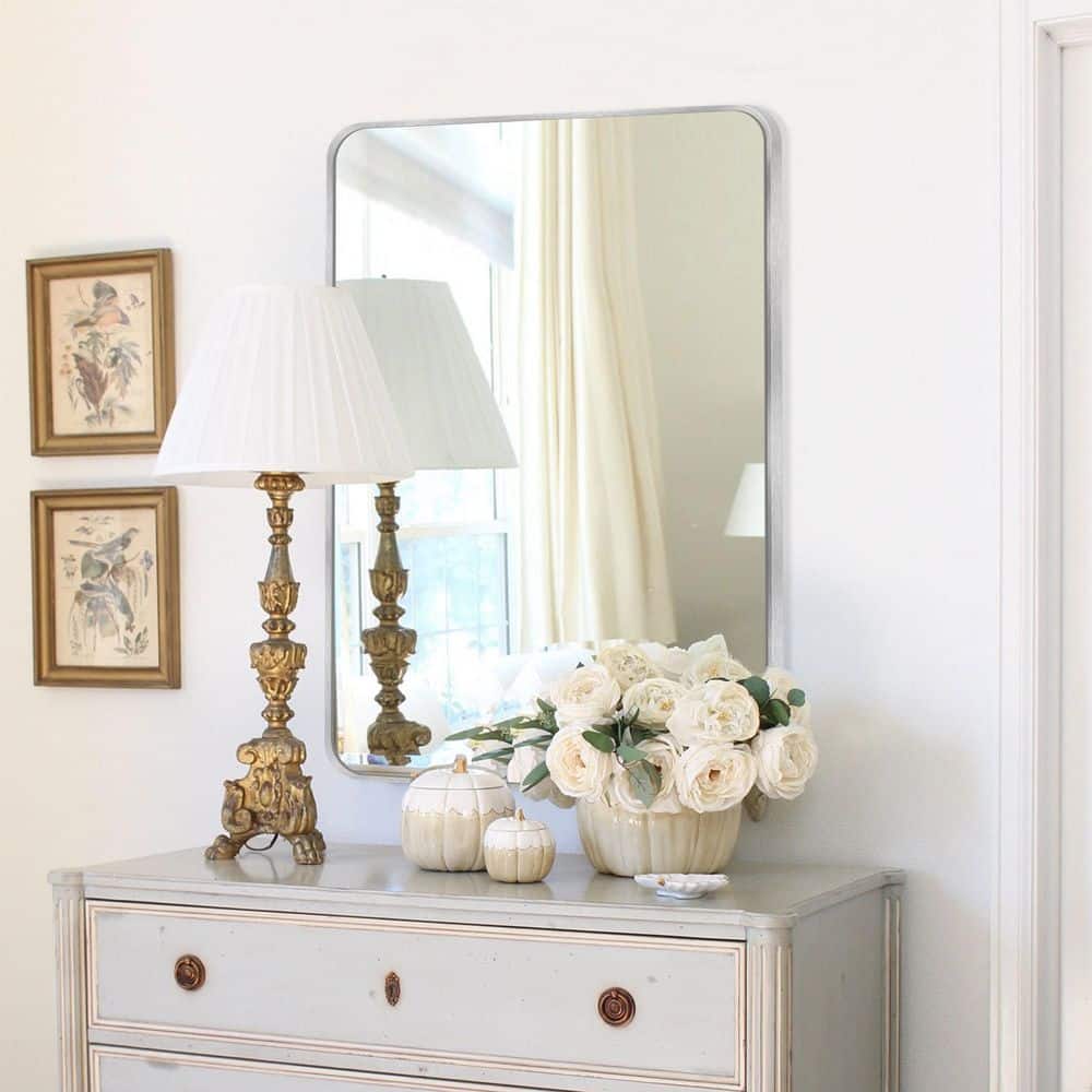 20 in. W x 30 in. H Silver Vanity Rectangle Wall Mirror Aluminum Alloy Frame Bathroom Mirror price history on PriceWatchPro