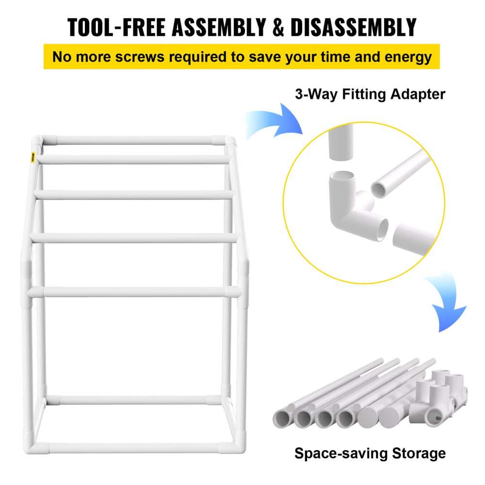 Matte White Freestanding 5-Bar PVC Towel Rack