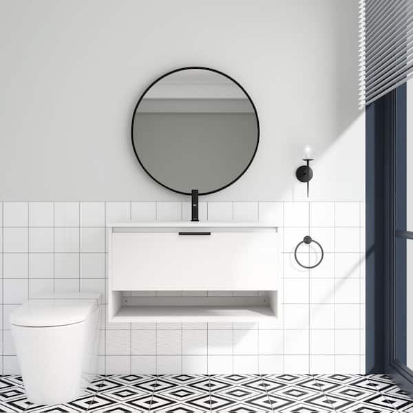 Unbranded 36 in. W x 18.5 in. D x 20.1 in. H Bath Vanity in Plywood with White Vanity Top and Premium Ceramic Single Sink