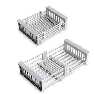 Gray Portable Adjustable Immersion Sink Style with Stainless Steel Drain Basket Dish Rack