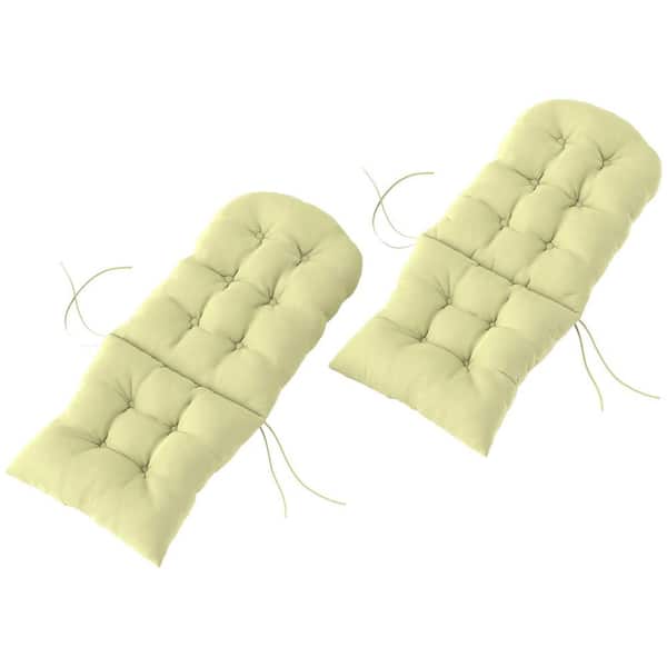 Adirondack [20.5 in. x 48.8 in.] 2-Piece Outdoor Chair Cushions, Tufted Non-Slip with Ties, Yellow
