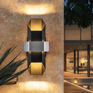 Ellesef Modern Integrated LED IP55 Waterproof Indoor/Outdoor Black Geometric Wall Sconce