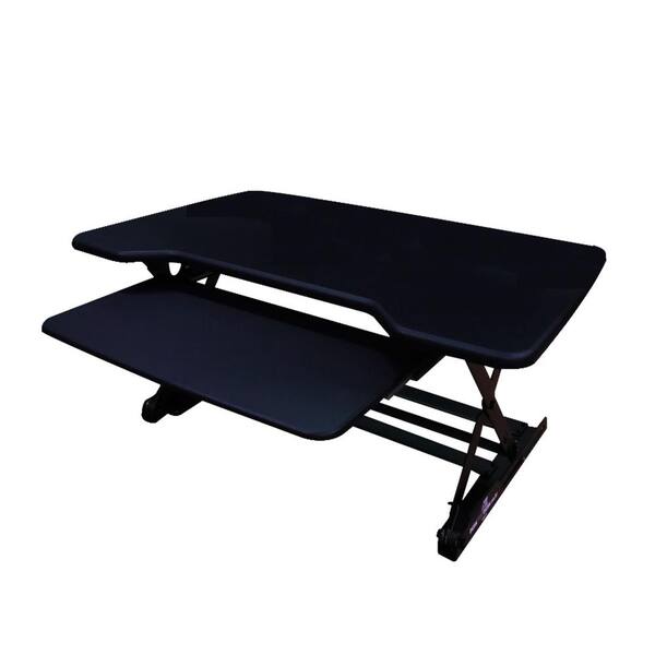 Unbranded 35 in. Medium, Black Height Adjustable Standing Desk Riser with Sliding Keyboard Tray