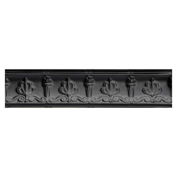 FROM PLAIN TO BEAUTIFUL IN HOURS Moonlit Seashore 0.012 in. x 6.44 in. x 48 in. Metal Bed Moulding Nail-Up Tin Cornice in Black(48 Ln.ft./Pack)(12Pieces)