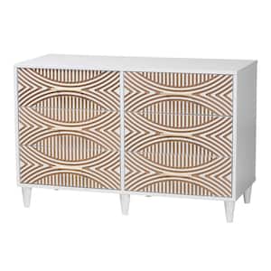 Louetta White and Natural Brown 6-Drawer 47.2 in. Dresser