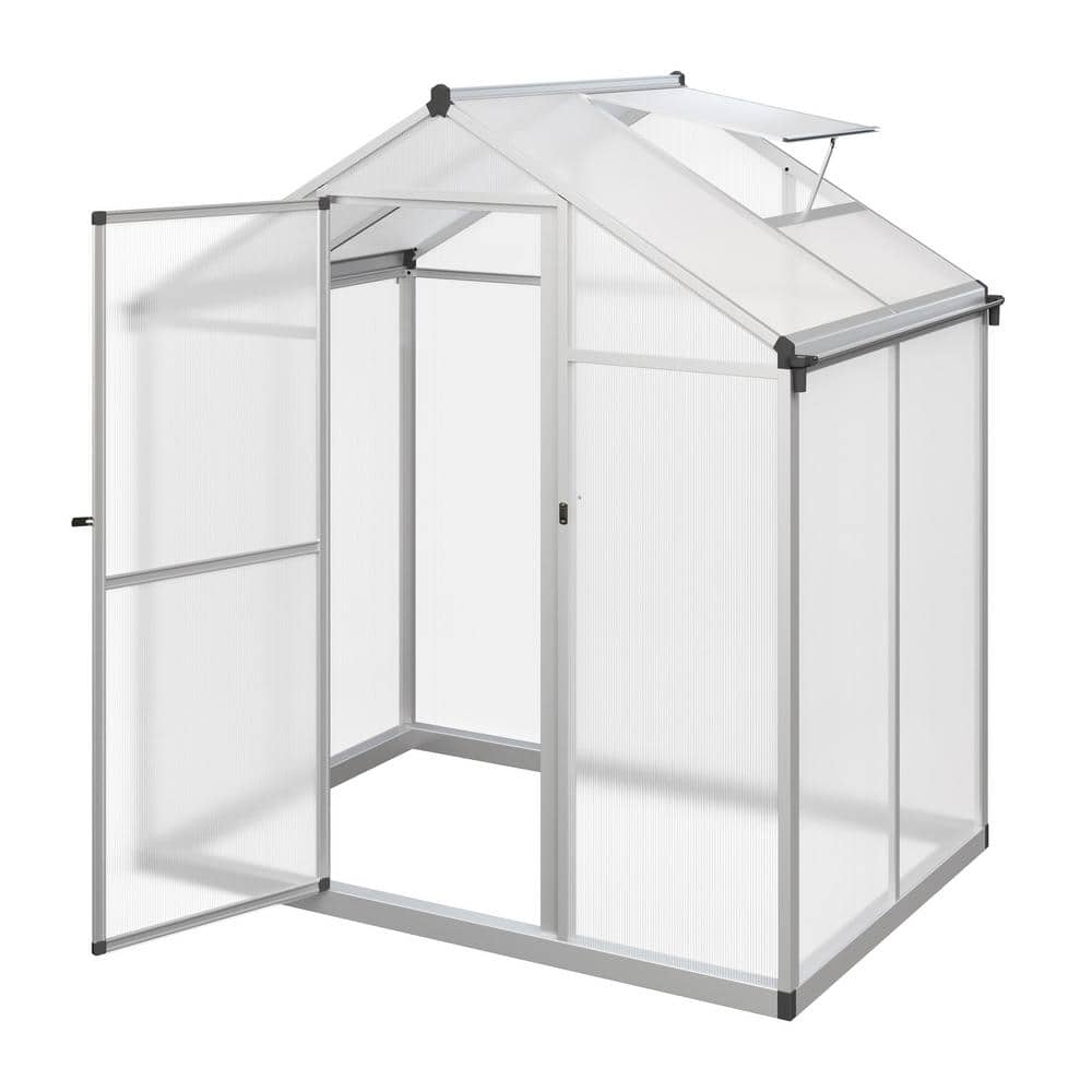 4ft x 6ft Aluminum Frame Walk-In Greenhouse with Polycarbonate Panels