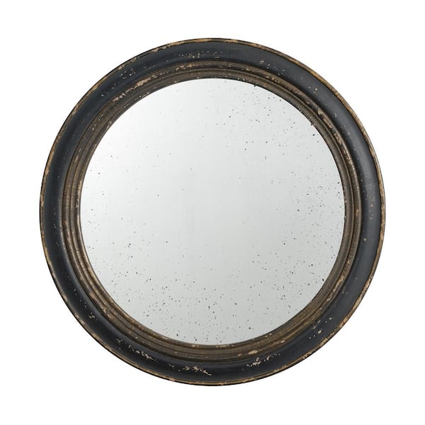 Unbranded Black 23.6 in. W x 23.6 in. H Farmhose Round MDF Framed Mirror Wall Mirror Wall Decor Mirror