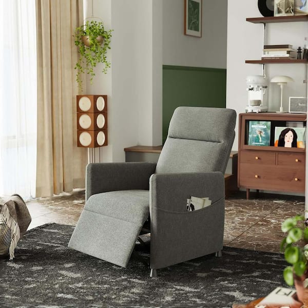 Unbranded Dark Grey Velvet Electric Recliner Chair Modern Recliners Adjustable Home Theater Seating Lounge Upholstered Armchair