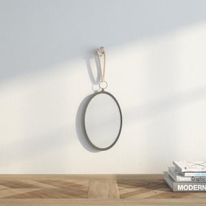 7.5 in. W x 12 in. H Framed Oval Bathroom Vanity Mirror in Grey