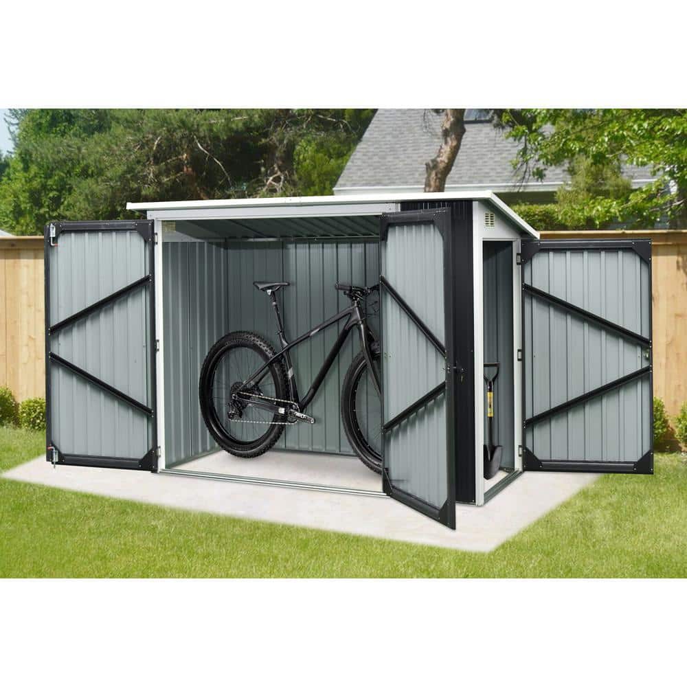 Dark Gray Galvanized Steel 6' x 8' Outdoor Storage Shed
