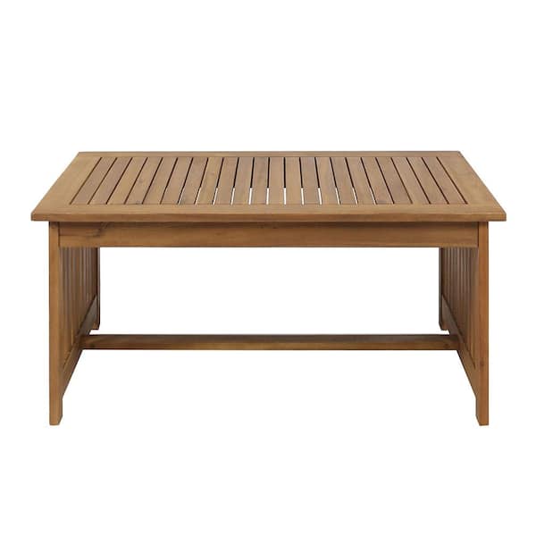 Misopily Brown Acacia Wood Rectangular Outdoor Coffee Table, Easy to Assemble for Patio, Balcony, Garden