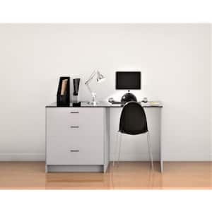 Wallace 62 in. W x 34.5 in. H x 24 in. D Painted White Simple Desk Bundle 1