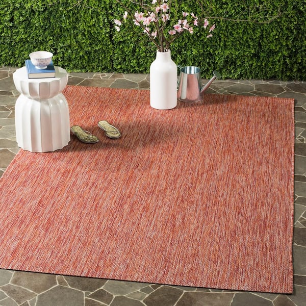 Courtyard Red 4 ft. x 6 ft. Solid Indoor/Outdoor Patio  Area Rug