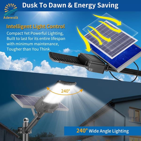 PulseFay 8000W Solar Street Lights Outdoor - 240000LM, Motion Sensor, Waterproof, 2 Pack For Yard & Garage